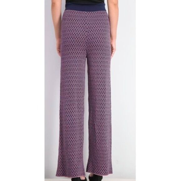 MANGO  Premium high waisted wide leg knit pants purple small - Picture 3 of 14